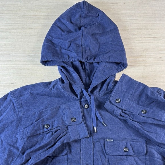 Polo Ralph Lauren Men's Large Hoodie Shirt Full Buttoned Hooded NWT